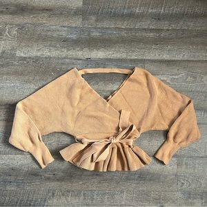 Off The Shoulder Sweater with Waist Tie